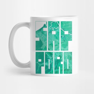 Sapporo, Japan City Map Typography - Watercolor Mug